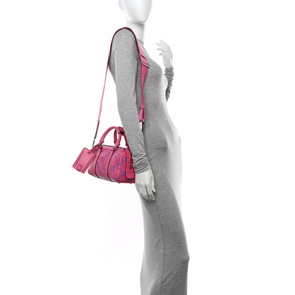 Gucci Calfskin GG Tennis Bi-Color Embossed Mini Duffle Bag Modern Fucsia Modern Blue 2 of 10