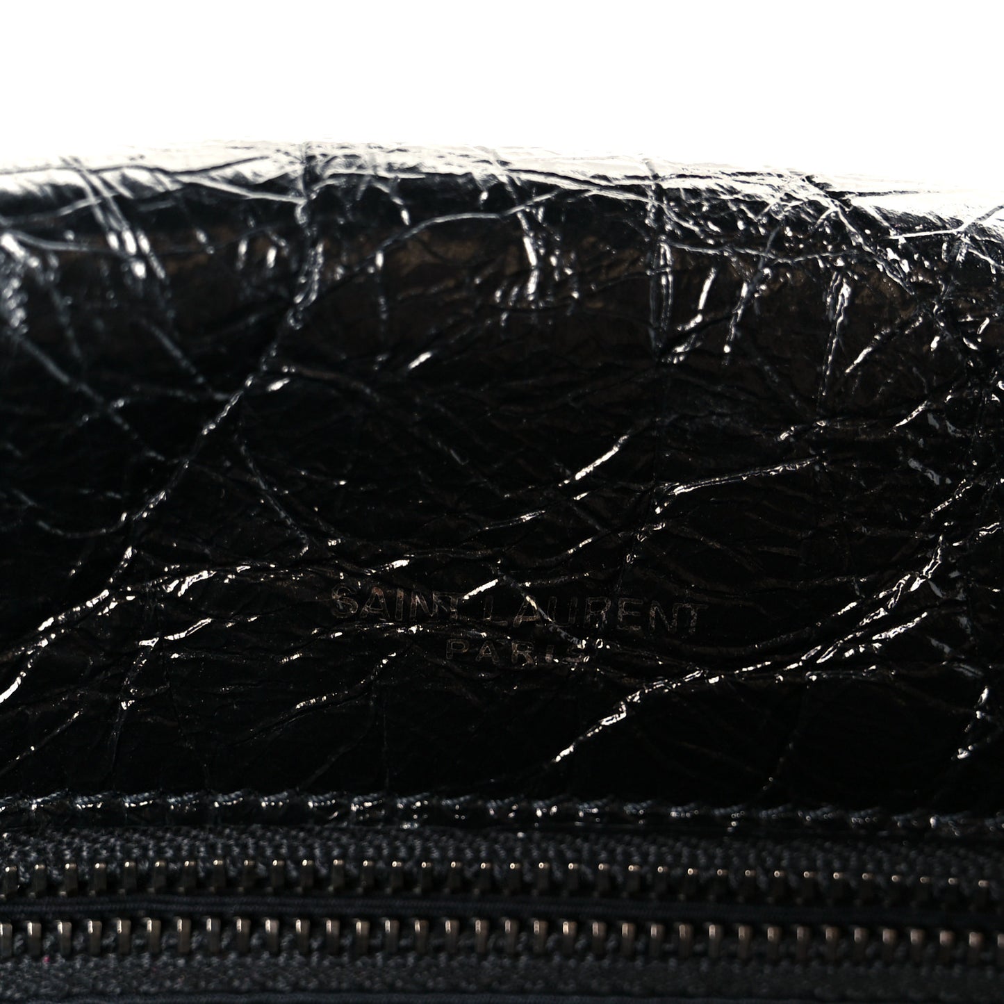 Crinkled Calfskin Matelasse Monogram Large Niki Chain Satchel Black