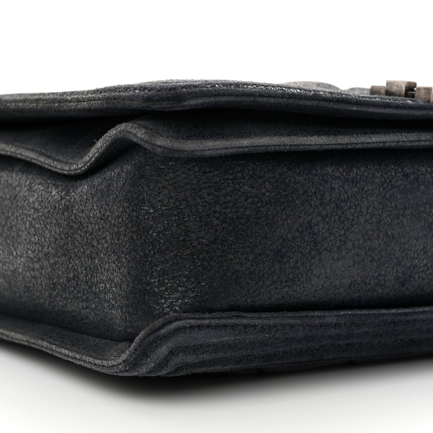 Goatskin Quilted Medium Gentle Boy Flap Navy Blue