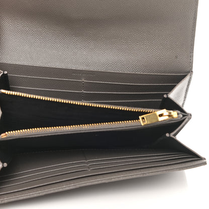 Saint Laurent Grain De Poudre Matelasse Chevron Monogram Flap Wallet Fog 5 of 8