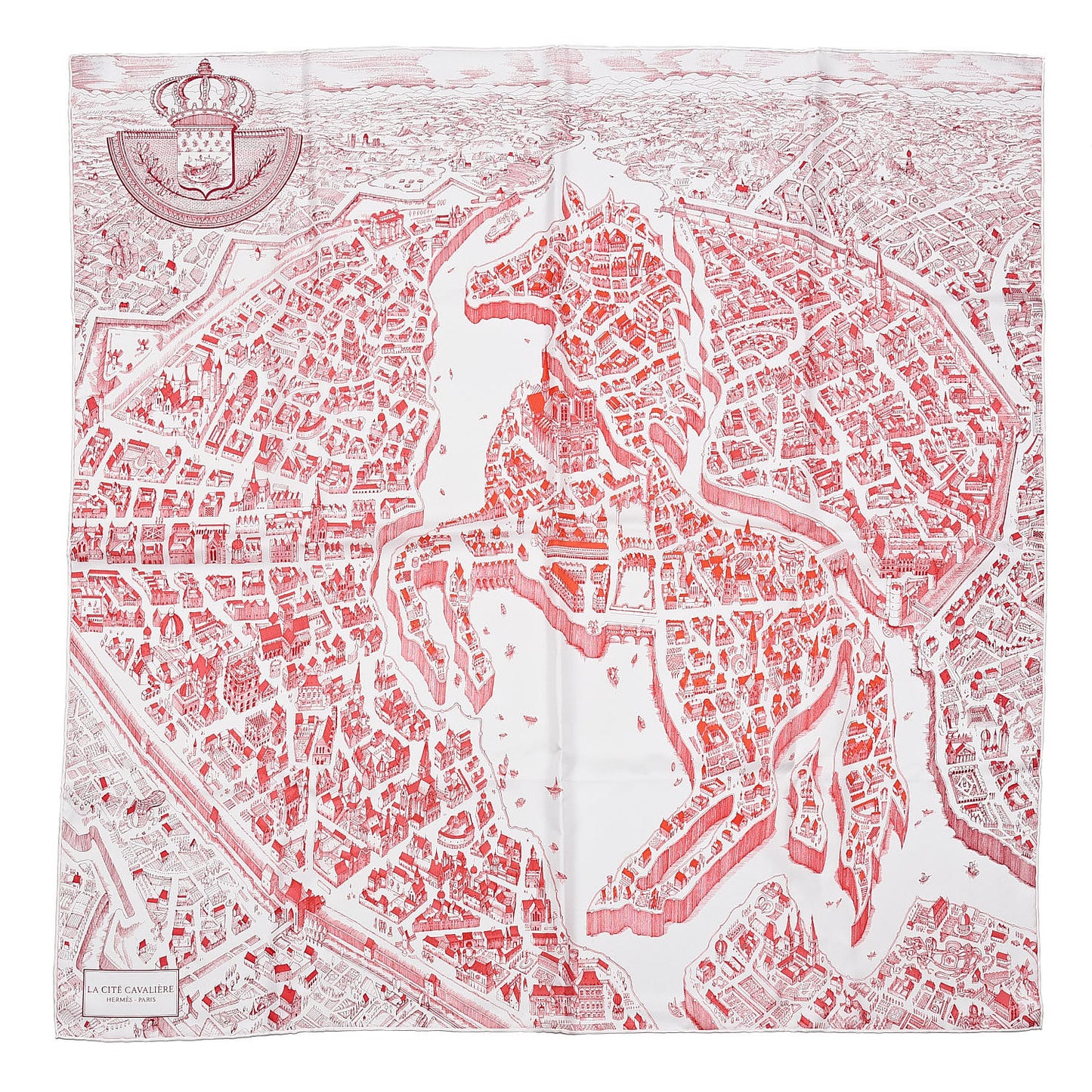 Silk La Cite Cavaliere Scarf 90 White Rouge Bordeaux