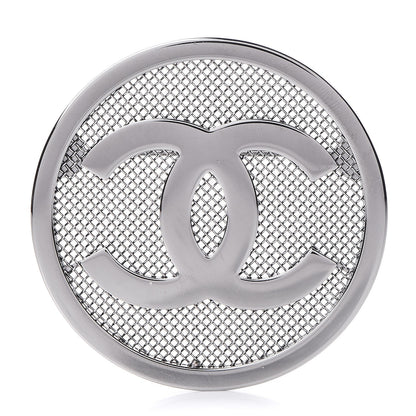 Chanel Ruthenium Mesh Circle CC Brooch 1 of 5