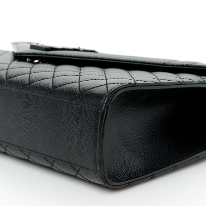 Saint Laurent Grain De Poudre Textured Mixed Matelasse Large Triquilt Monogram Monochrome Satchel Black 11 of 11