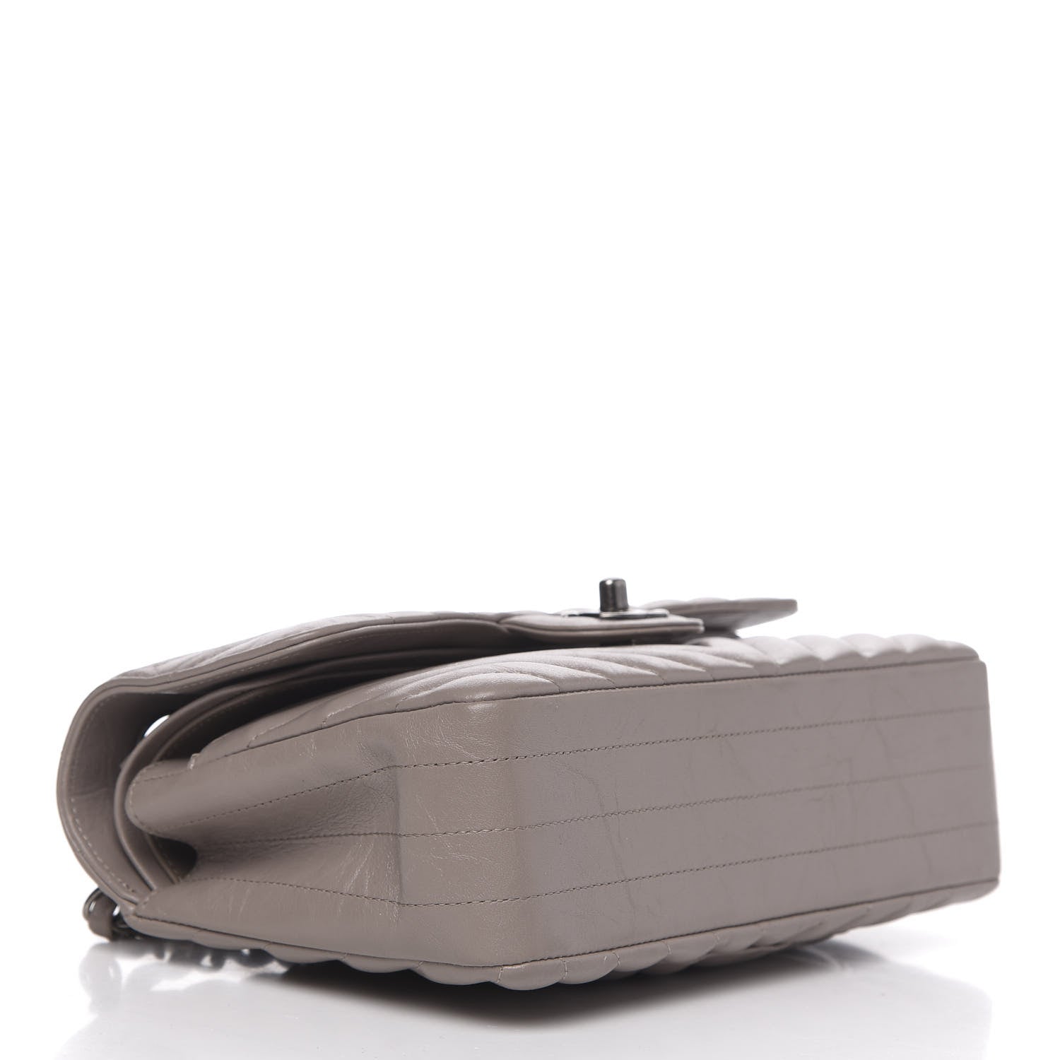 Chanel Aged Calfskin Chevron Quilted Small Double Flap Grey 4 of 10