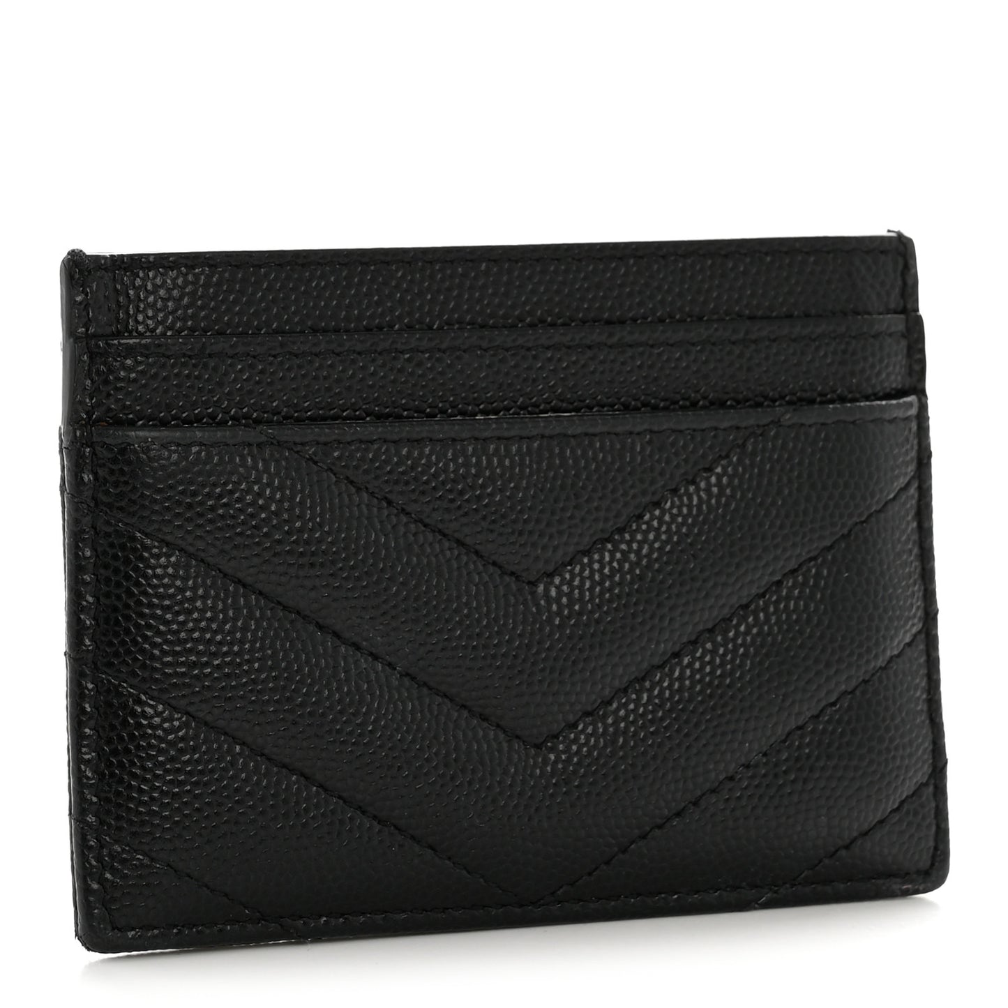 Grain De Poudre Matelasse Chevron Monogram Credit Card Case Black