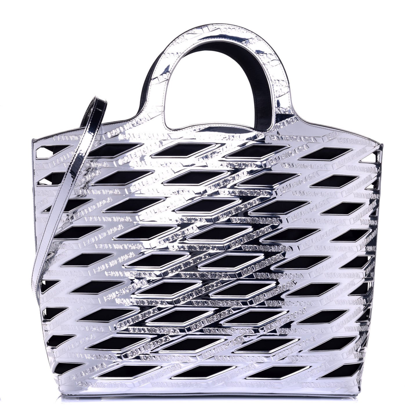 Metallic Calfskin Neo Basket Tote Silver