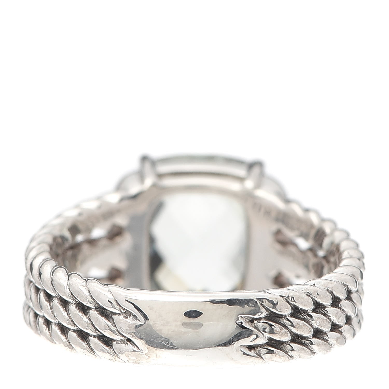 David Yurman Sterling Silver Diamond Prasiolite 10mm Petite Wheaton Ring 52 6 3 of 4