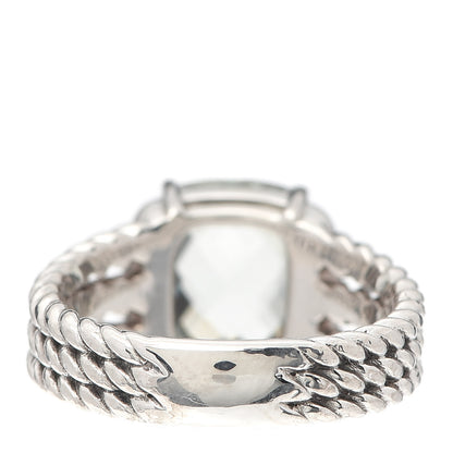 David Yurman Sterling Silver Diamond Prasiolite 10mm Petite Wheaton Ring 52 6 3 of 4