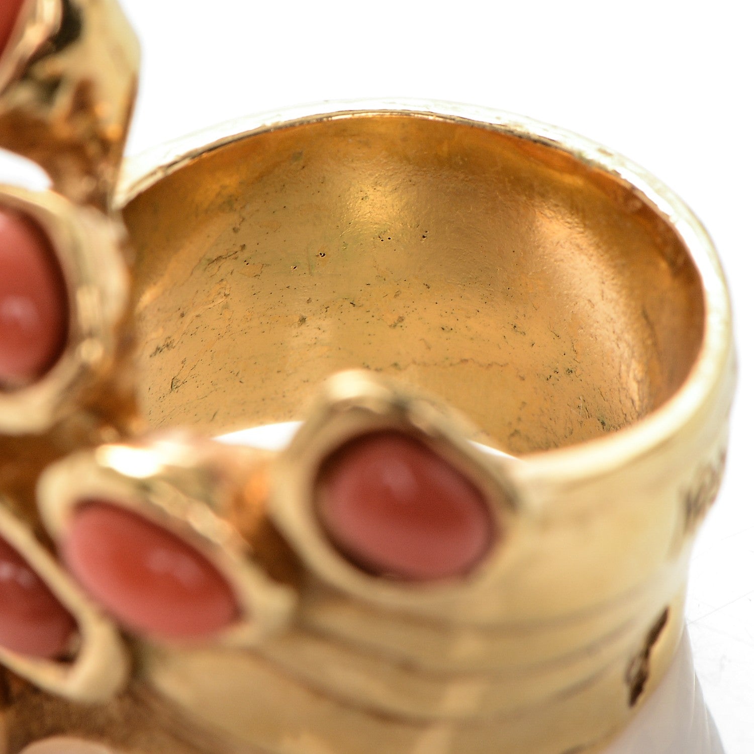 Saint Laurent Arty Dots Ring 8 Gold Coral 4 of 4