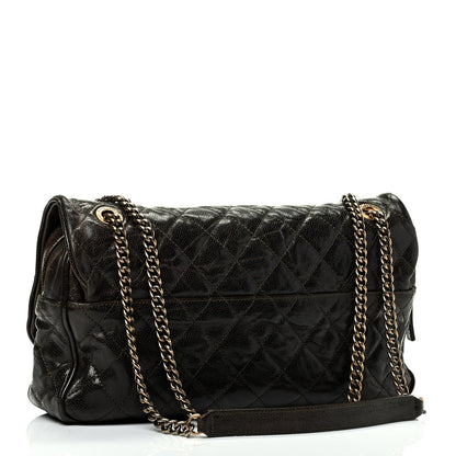 Chanel Crumpled Grained Calfskin Quilted Large Shiva Flap Dark Brown 2 of 4