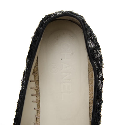 Chanel Patent Sequin CC Espadrilles 37 Black 6 of 8