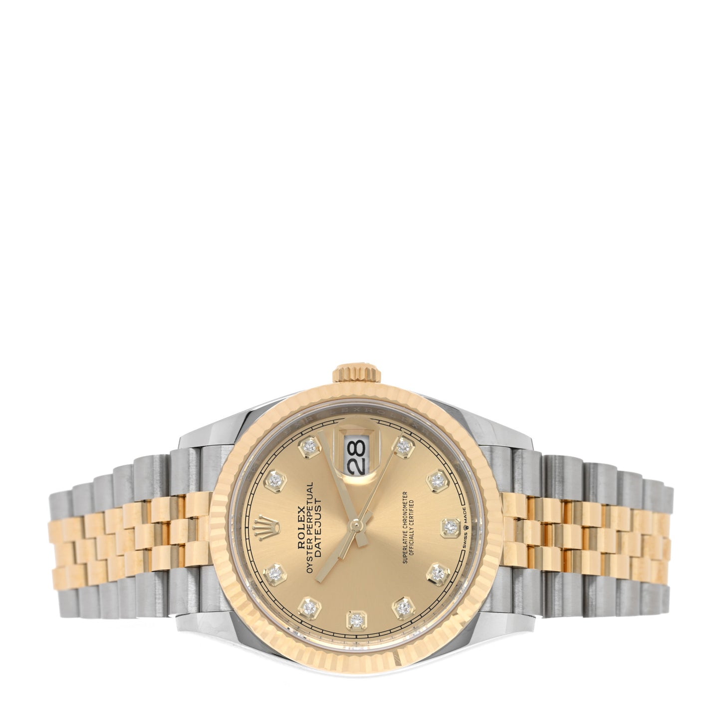 Stainless Steel 18K Yellow Gold Diamond 36mm Oyster Perpetual Datejust Watch Champagne 126233