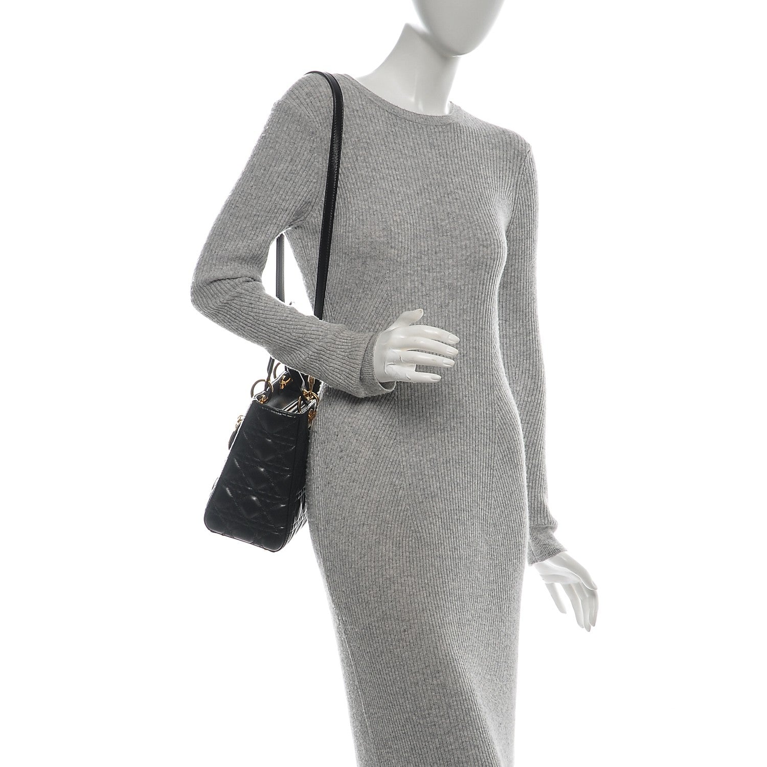 Christian Dior Lambskin Cannage Medium Lady Dior Black 2 of 6