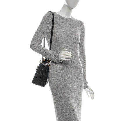 Christian Dior Lambskin Cannage Medium Lady Dior Black 2 of 6