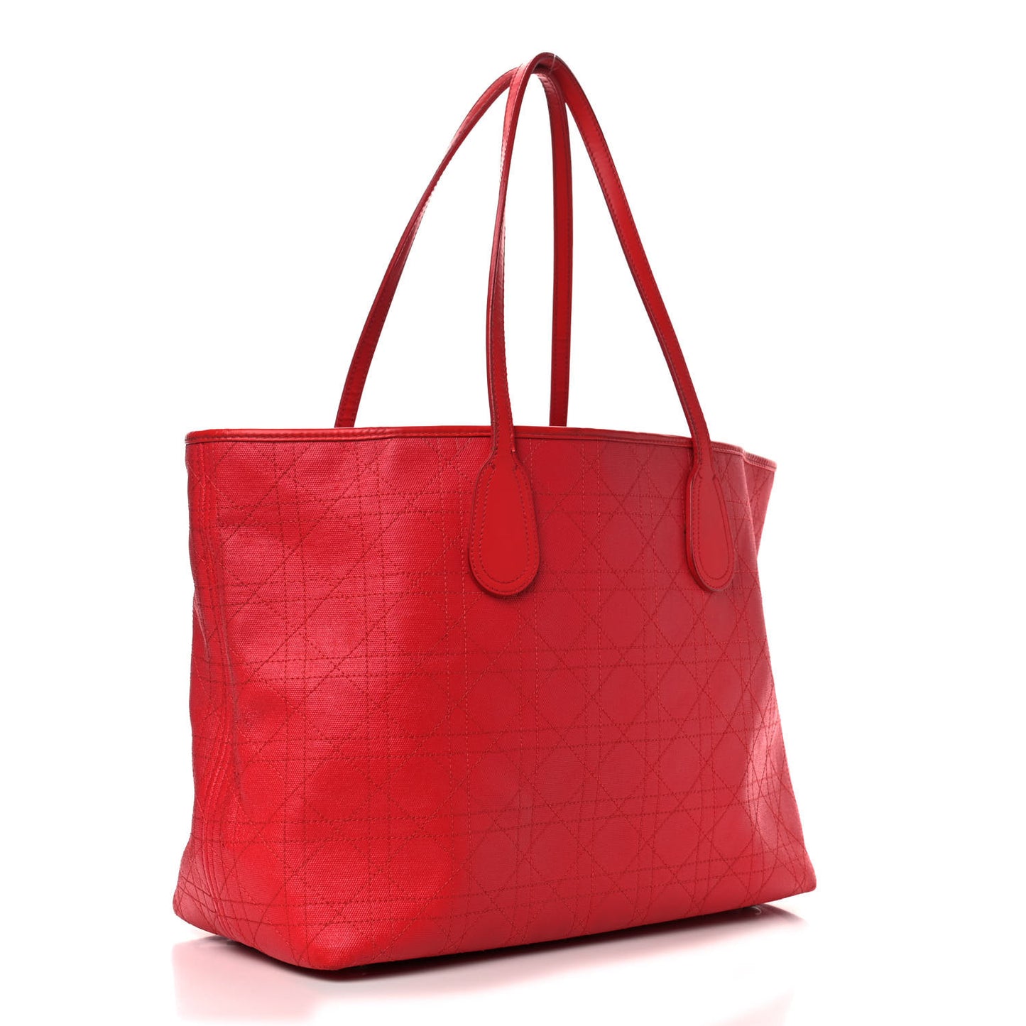 Coated Canvas Cannage Panarea Shopping Tote Red
