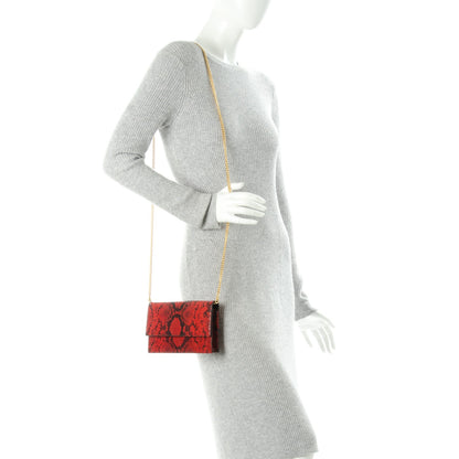 Alexander McQueen Python Insignia Crossbody Chain Clutch China Red 2 of 6