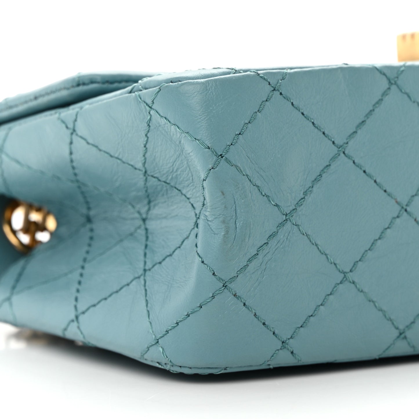 Aged Calfskin Quilted 2.55 Reissue Mini Flap Blue