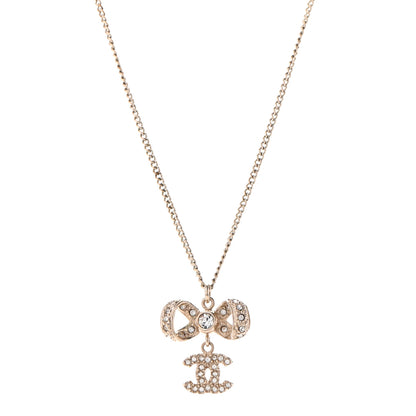 Chanel Crystal CC Bow Necklace Gold 1 of 5