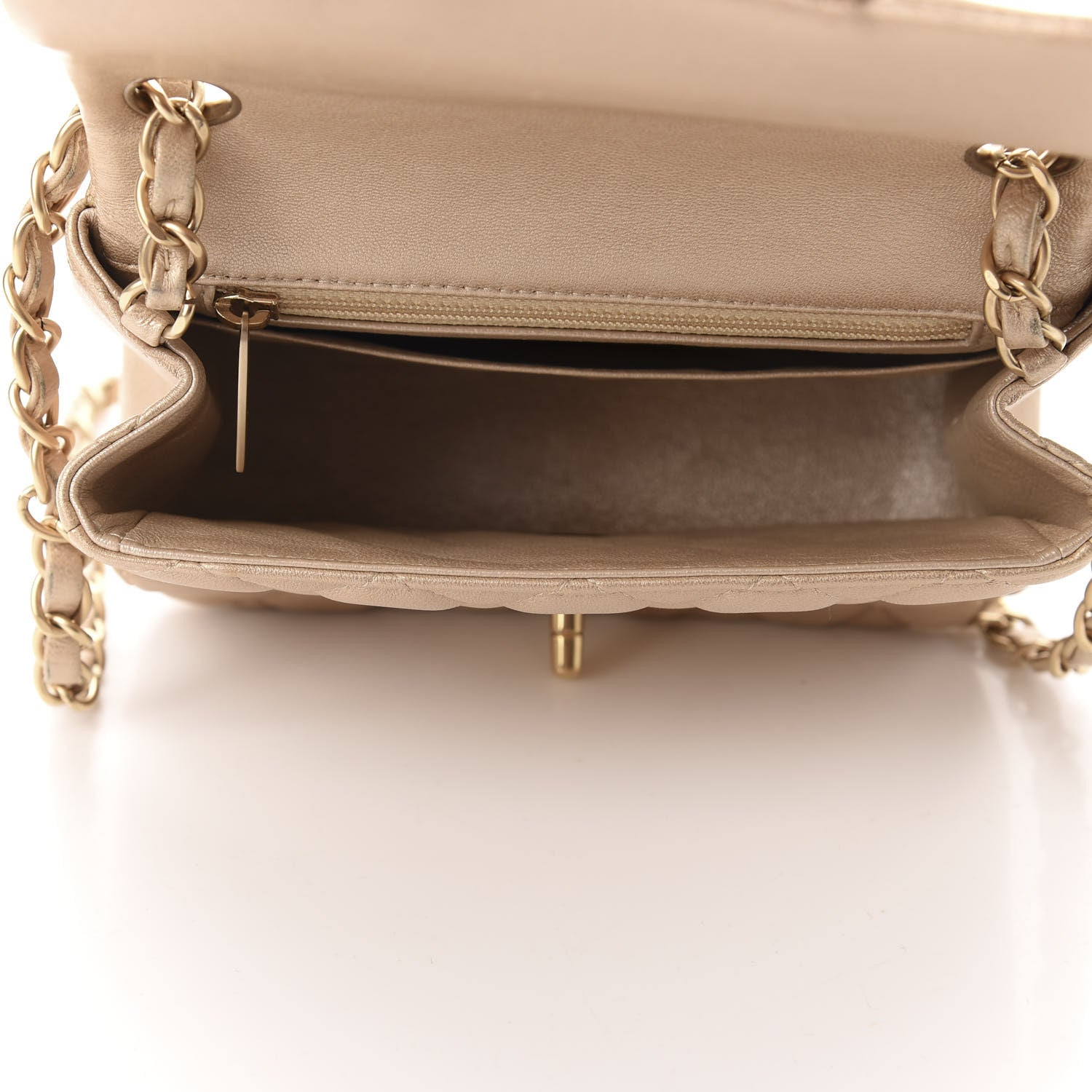 Chanel Metallic Lambskin Quilted Mini Square Flap Light Gold 5 of 11