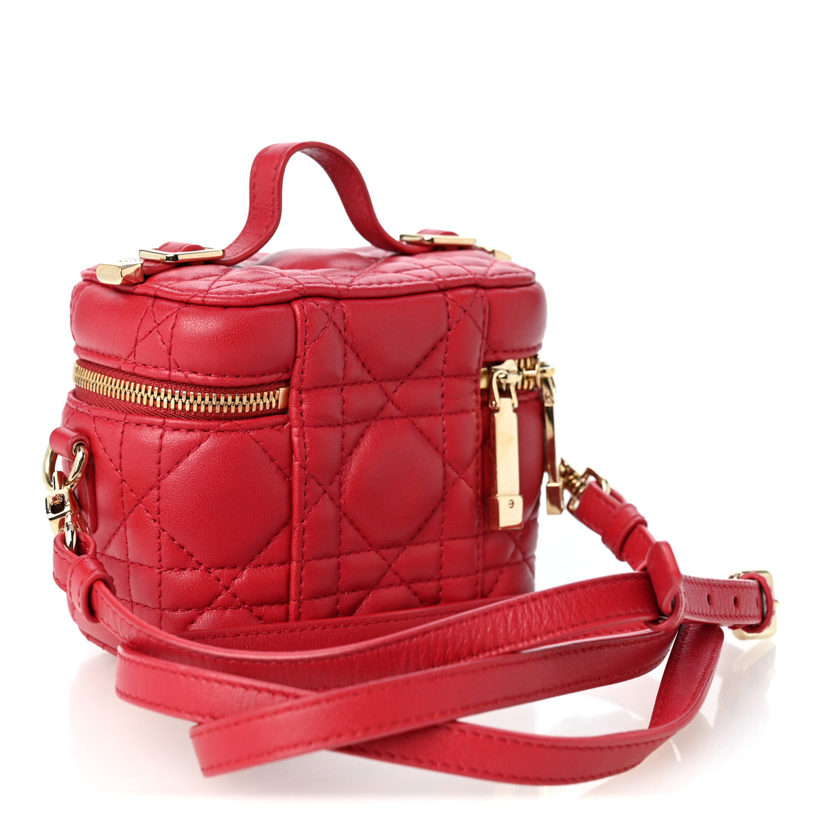Christian Dior Lambskin Cannage Micro Lady Dior Vanity Case Red 3 of 11