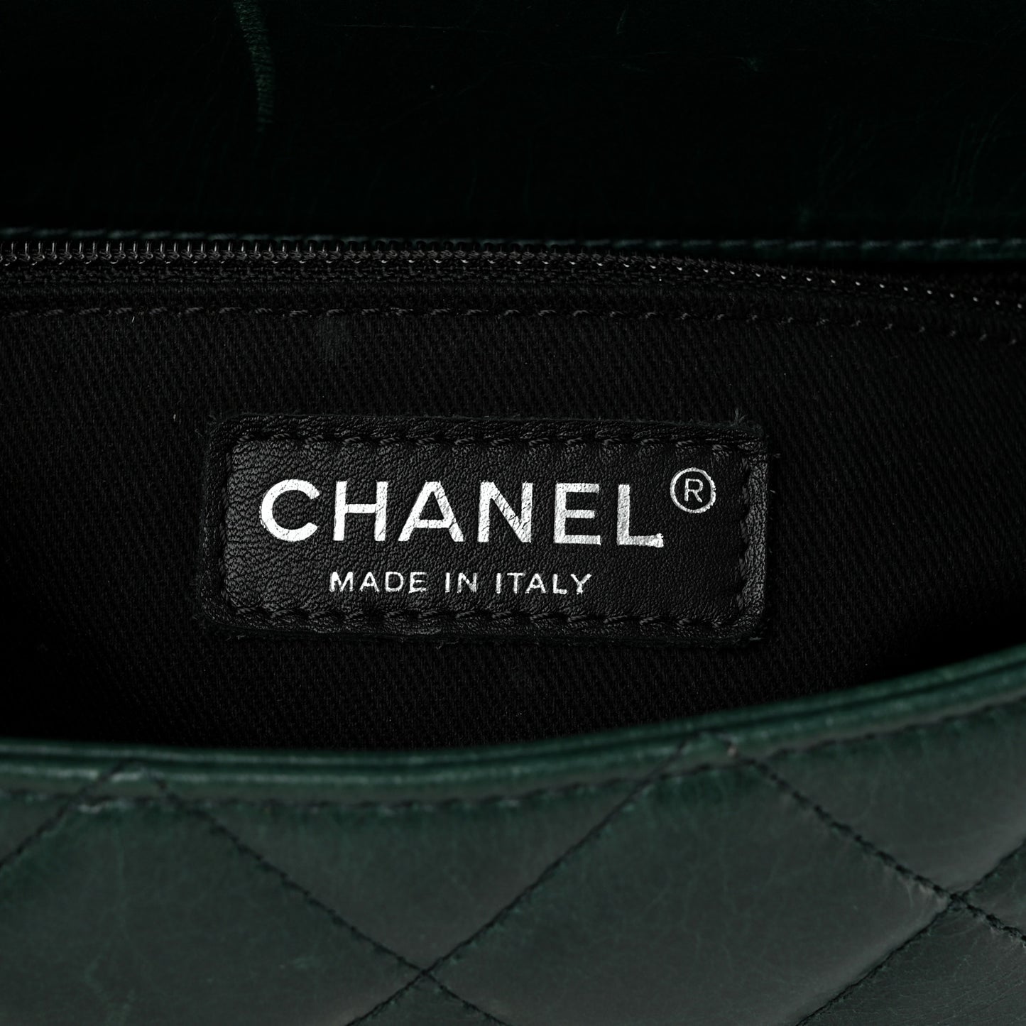 Glazed Calfskin Quilted Small CC Delivery Tote Dark Green