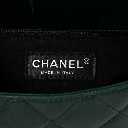 Chanel Glazed Calfskin Quilted Small CC Delivery Tote Dark Green 6 of 11
