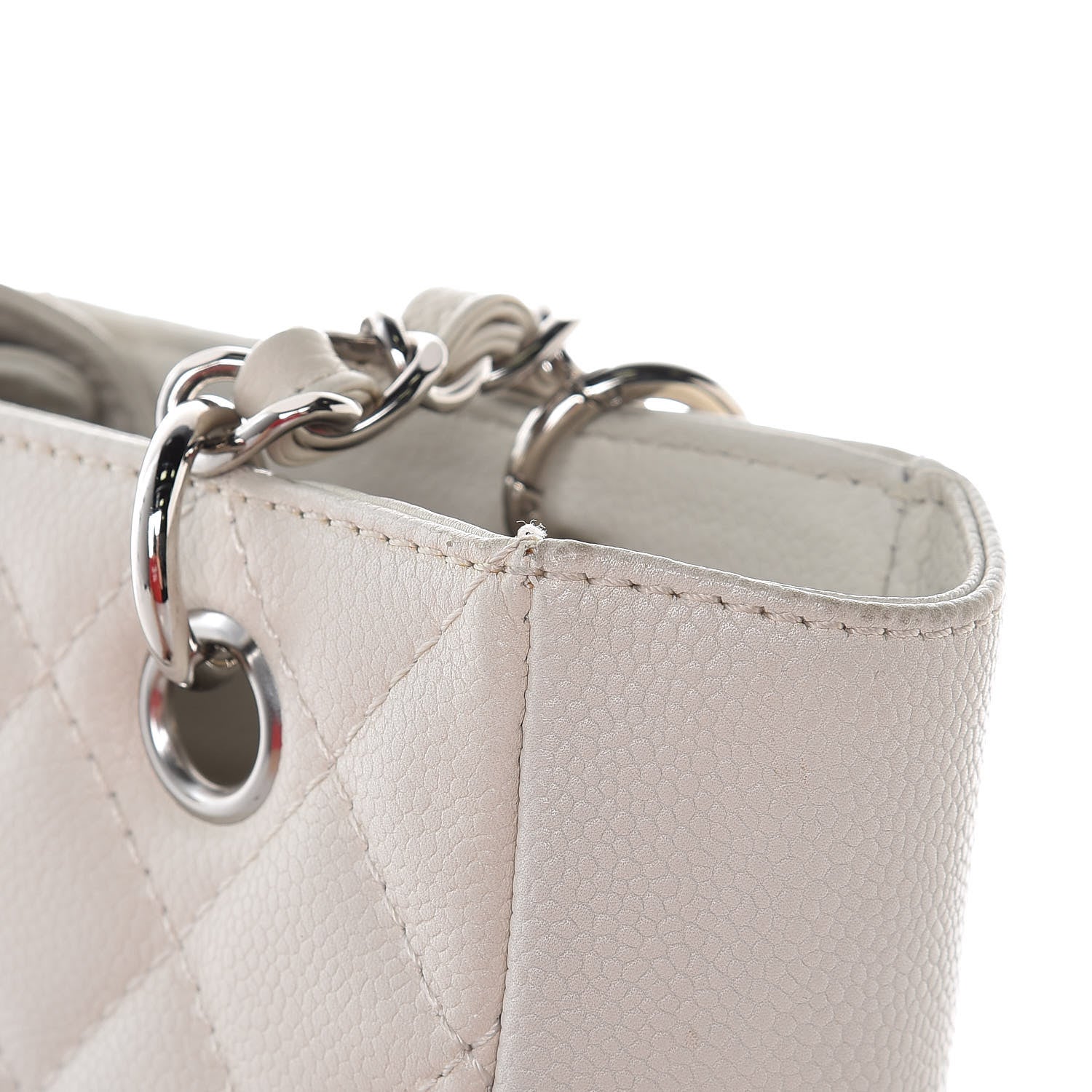 Chanel Caviar Quilted Petit Shopping Tote PST White 13 of 19