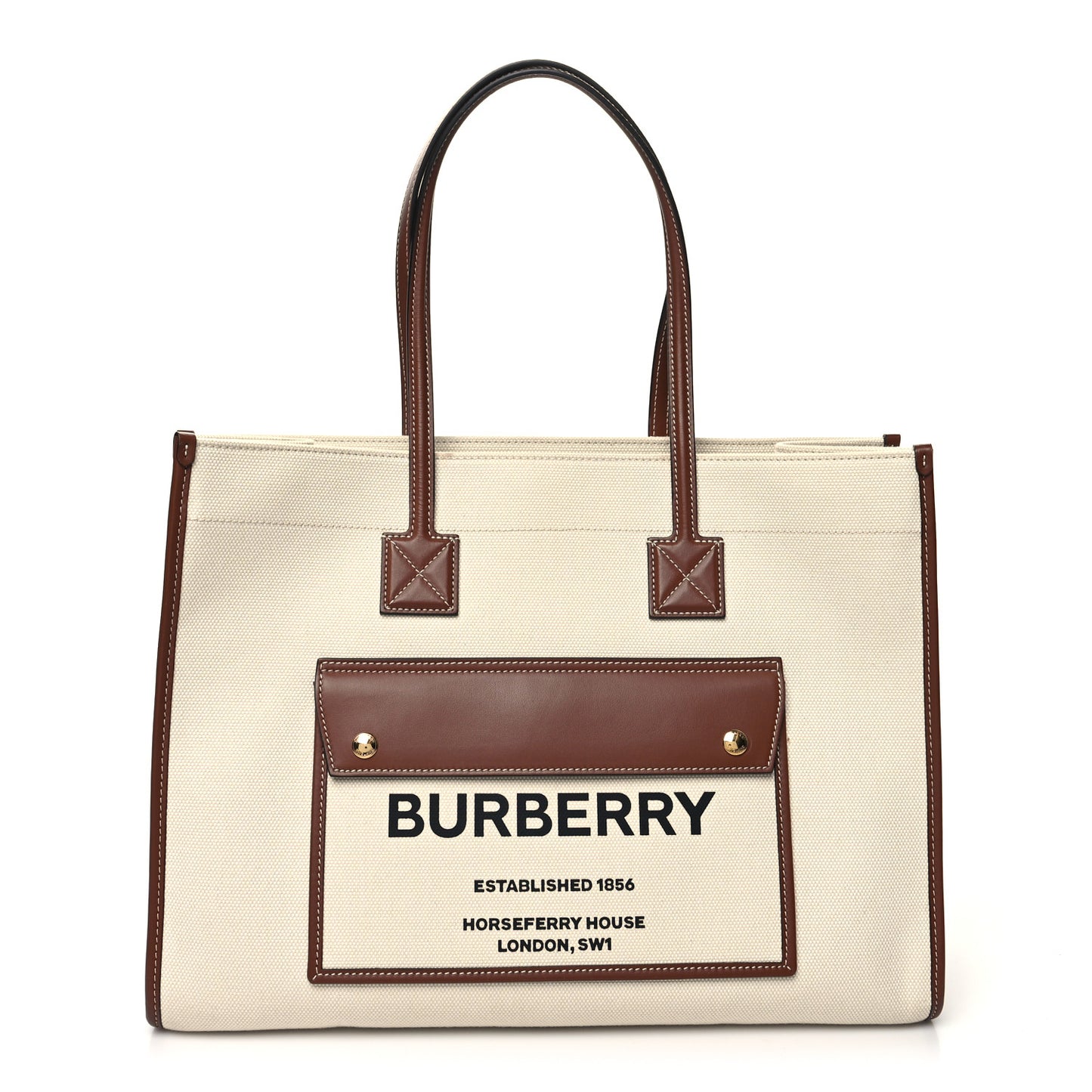 Canvas Smooth Calfskin Medium Two Tone Freya Tote Brown
