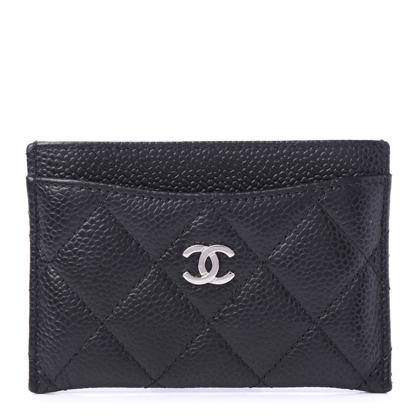 Caviar Quilted Card Holder Black