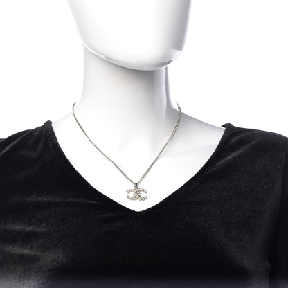 Chanel Crystal CC Pendant Necklace Silver 2 of 7