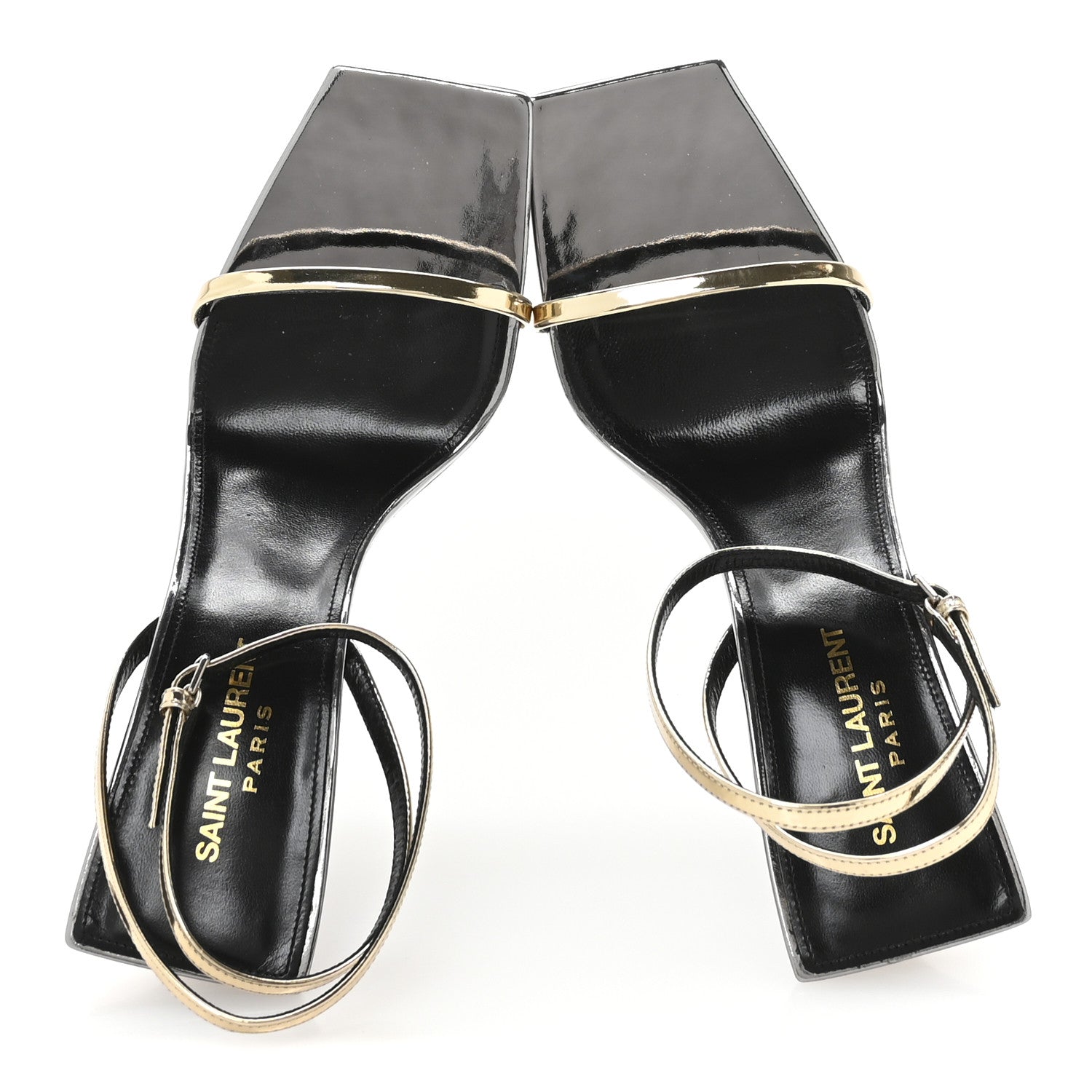 Saint Laurent Metallic Patent Pam 110 Sandals 38.5 Old Gold 2 of 8
