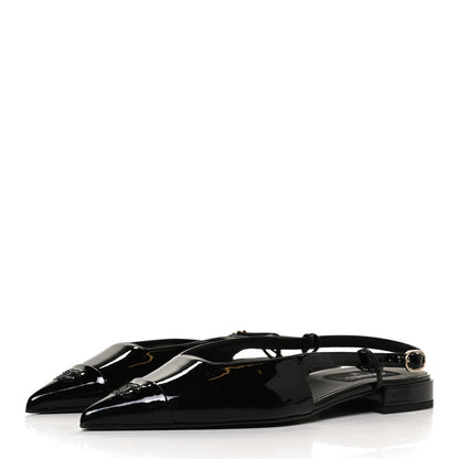 Chanel Patent CC Slingback Flats 39 Black 3 of 9