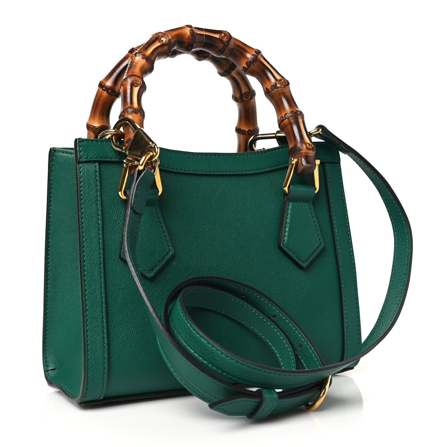 Wonka Grain Calfskin Mini Diana Tote Bag Green Yellow Fluo