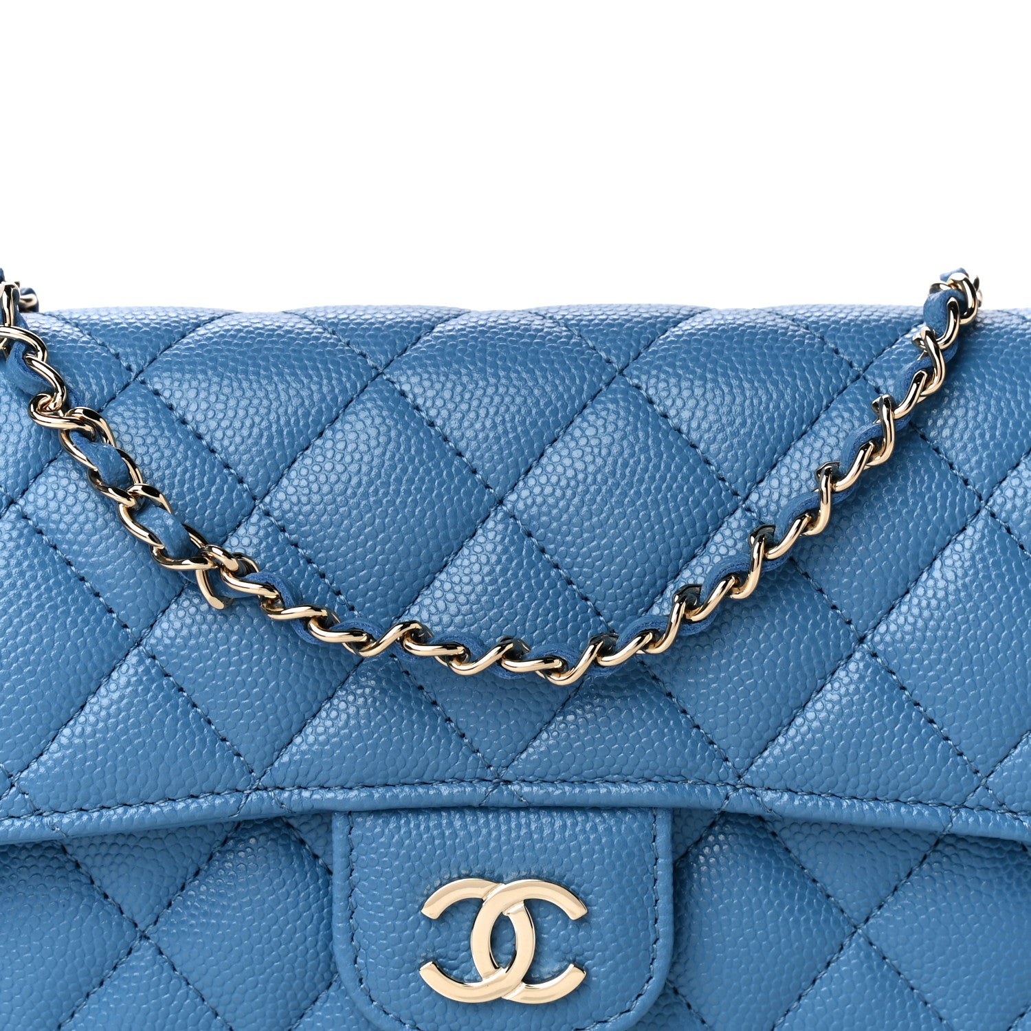 Chanel Caviar Quilted Glasses Case With Chain Blue 9 of 12