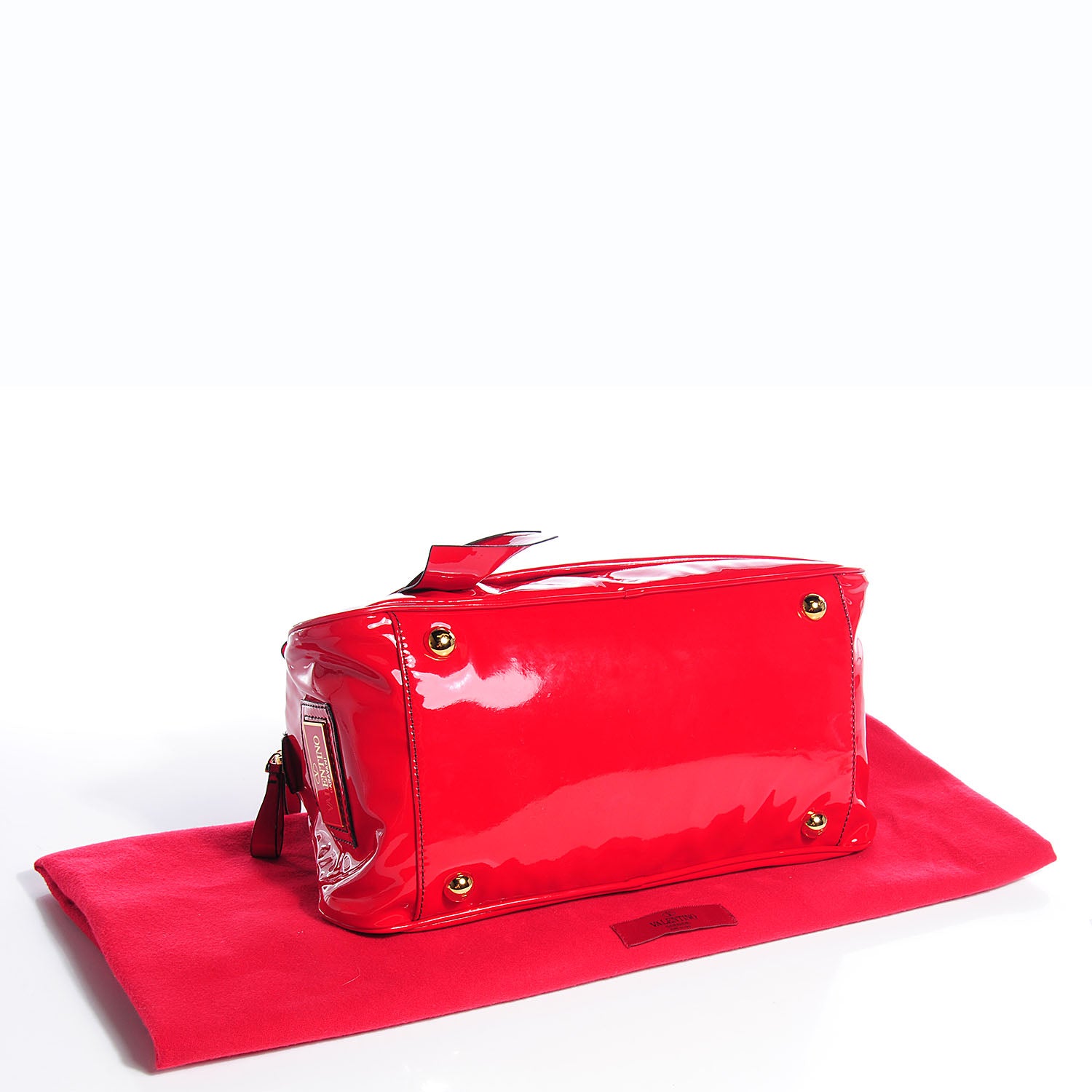 Valentino Garavani Patent Lacca Bow Bowling Bag Red 4 of 9