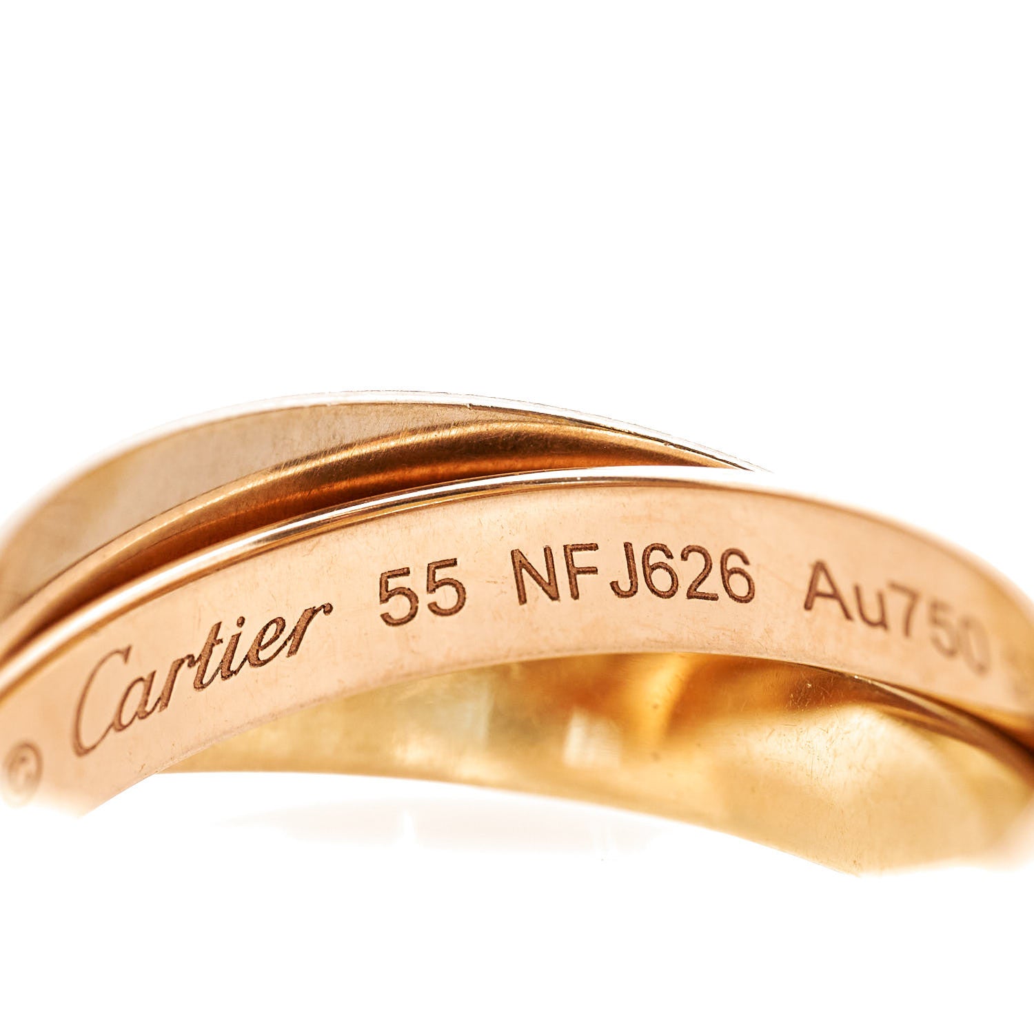 Cartier 18K Pink Yellow White Gold Classic Trinity Ring 55 7.25 9 of 10