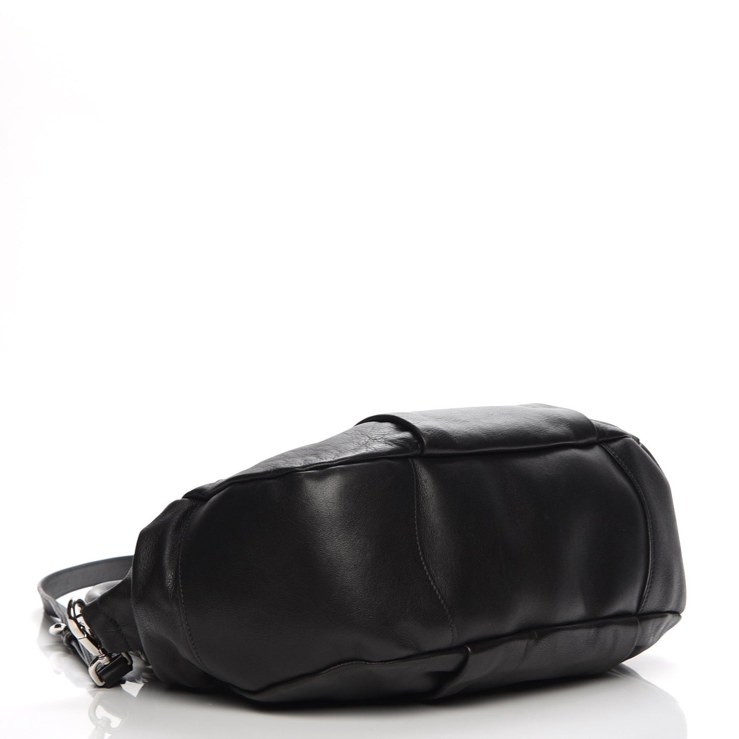 Soft Calf Pleated Shoulder Bag Nero Black