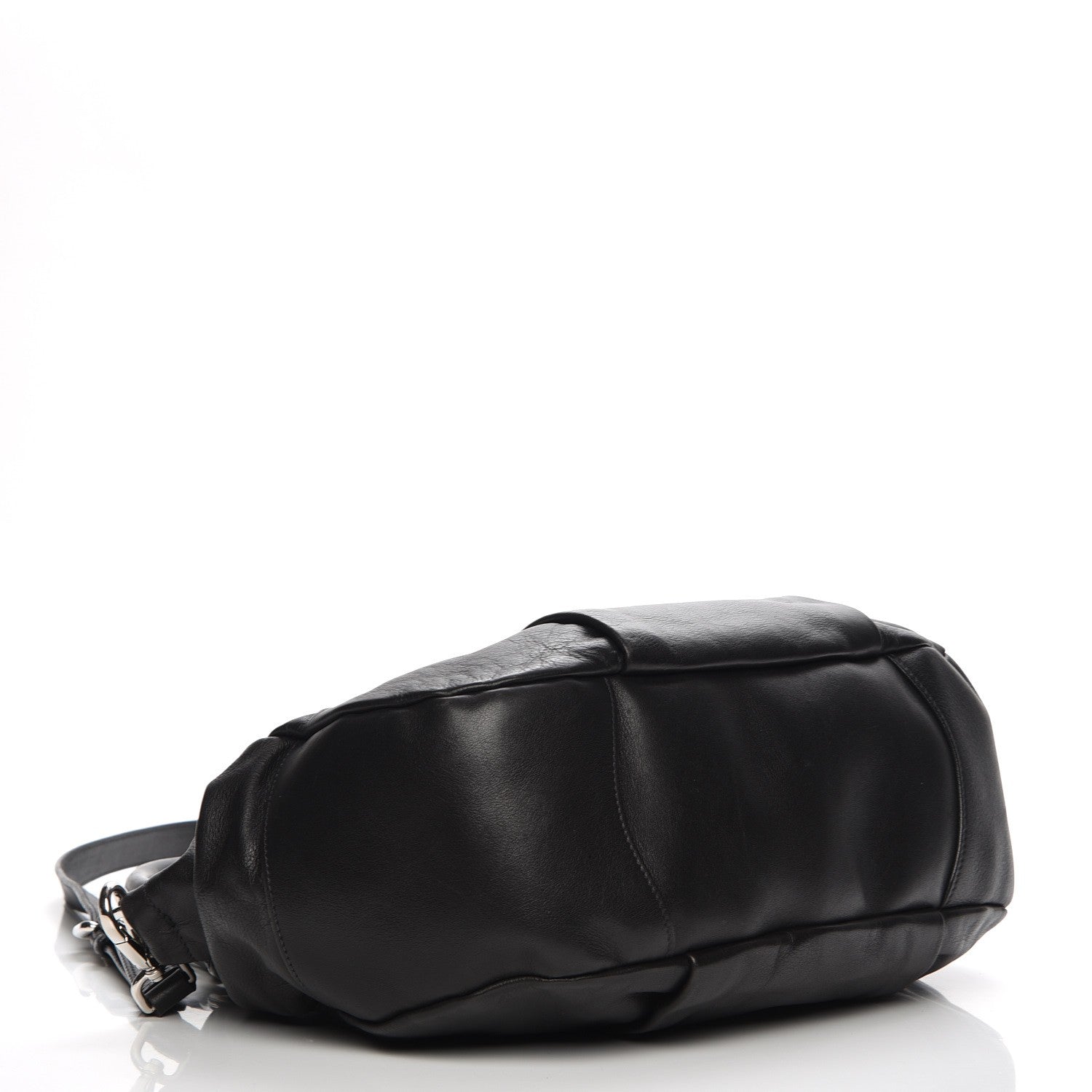 Prada Soft Calf Pleated Shoulder Bag Nero Black 5 of 9