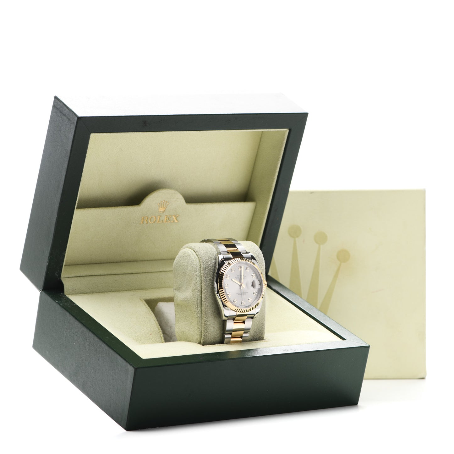 Stainless Steel 18K Yellow Gold Diamond 36mm Oyster Perpetual Datejust Watch Silver 116233