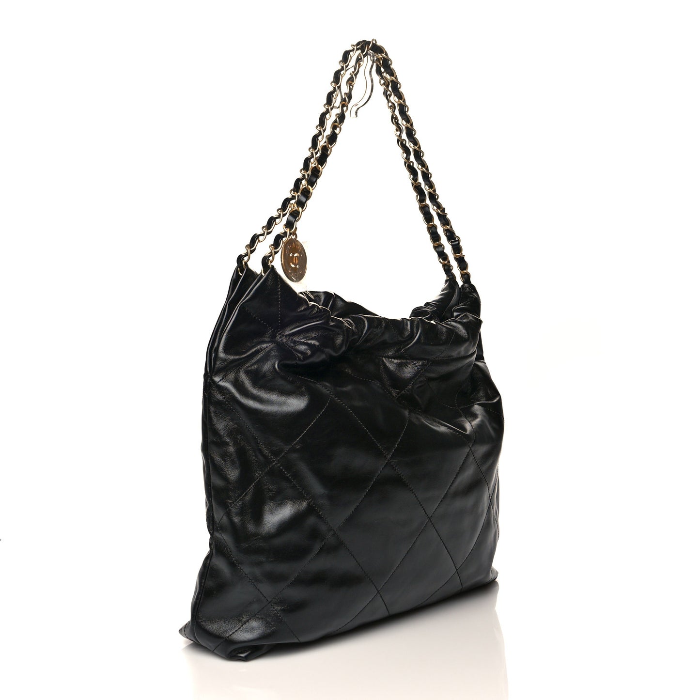 Shiny Calfskin Quilted Chanel 22 Black