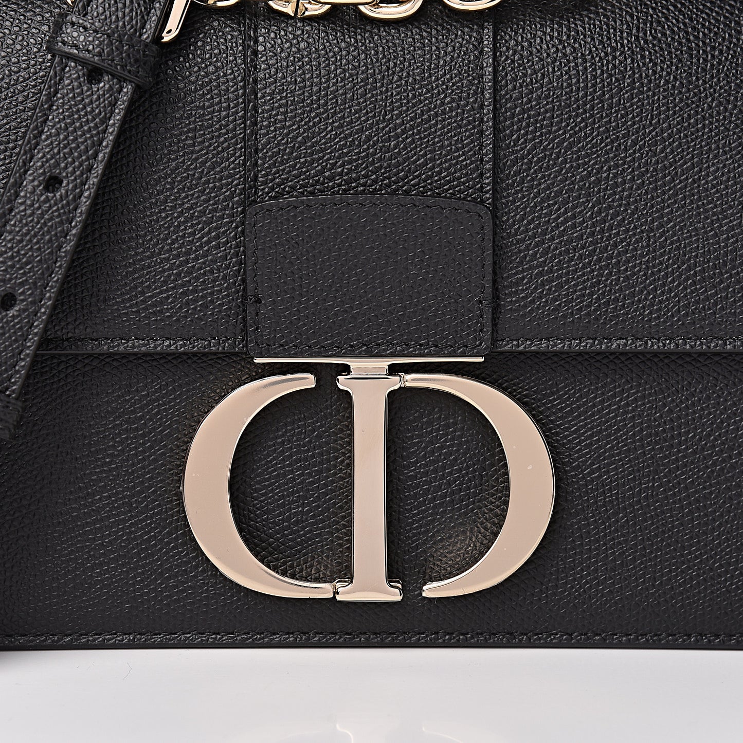 Grained Calfskin Embossed 30 Montaigne Chain Flap Bag Black