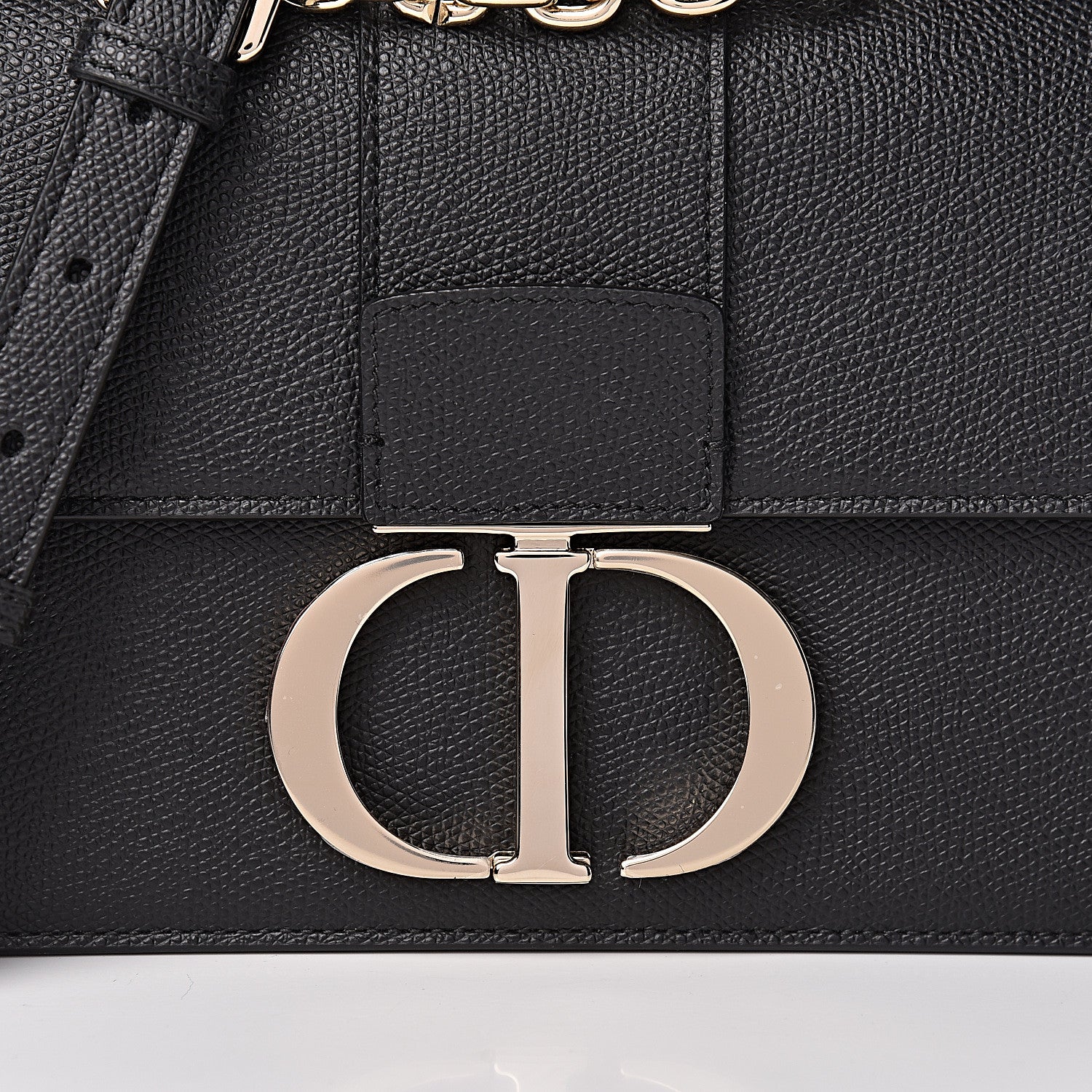 Christian Dior Grained Calfskin Embossed 30 Montaigne Chain Flap Bag Black 7 of 10