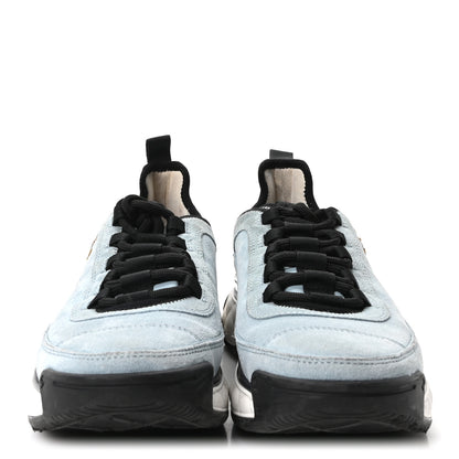 Chanel Suede Calfskin Nylon Grosgrain CC Sneakers 38.5 Light Blue 3 of 10