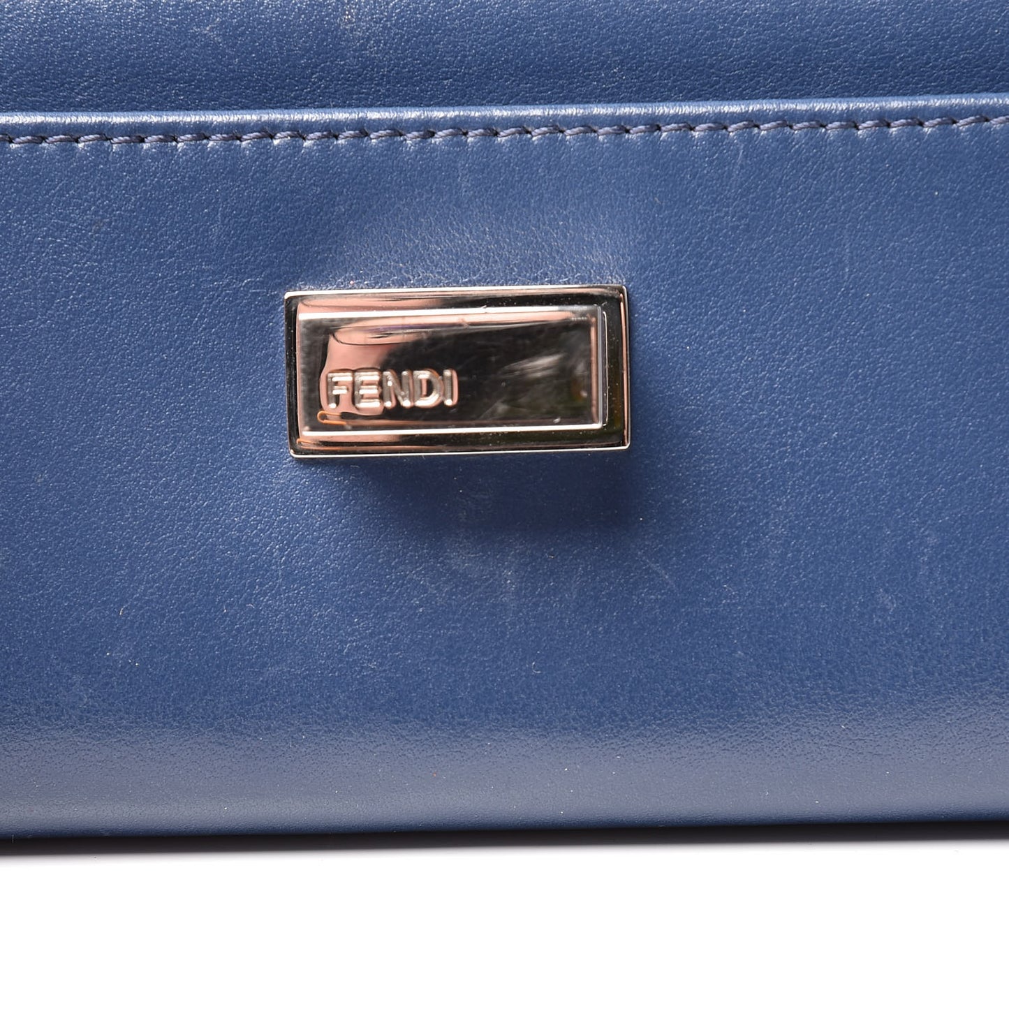 Vitello Century Bi-Color Peekaboo Continental Wallet Blue Carbone