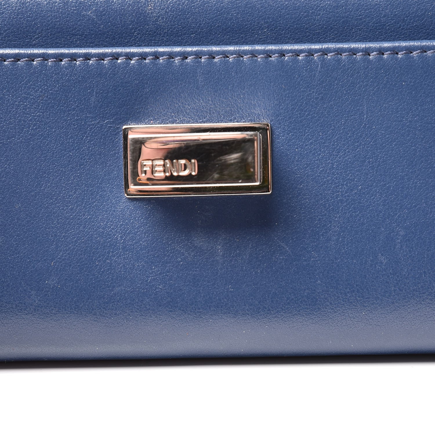 Fendi Vitello Century Bi-Color Peekaboo Continental Wallet Blue Carbone 10 of 11