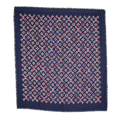 Louis Vuitton Wool Silk ABC Monogram Shawl Navy 1 of 4
