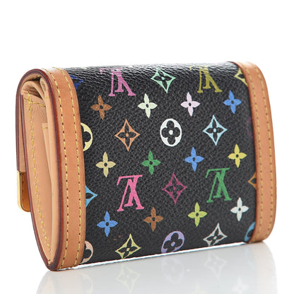 Louis Vuitton Monogram Multicolor Porte-Monnaie Plat Coin Purse Black 3 of 10