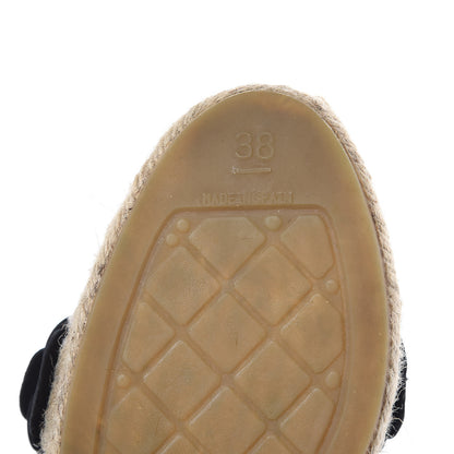 Chanel Suede Camellia CC Espadrilles 38 Black 8 of 14