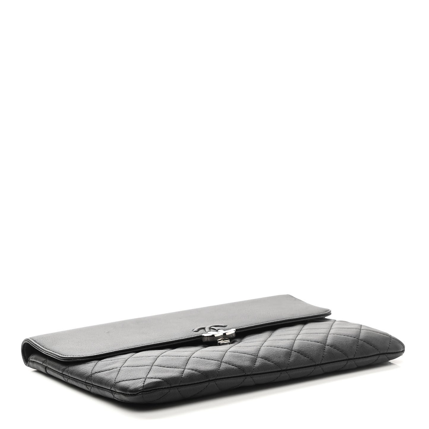 Goatskin Quilted CC Box Pouch Black