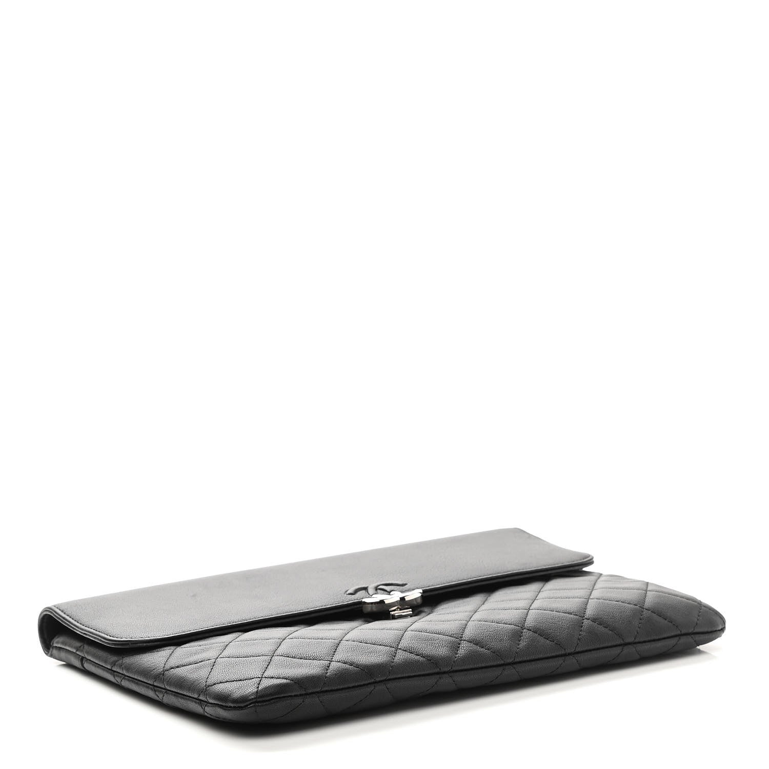 Chanel Goatskin Quilted CC Box Pouch Black 4 of 9